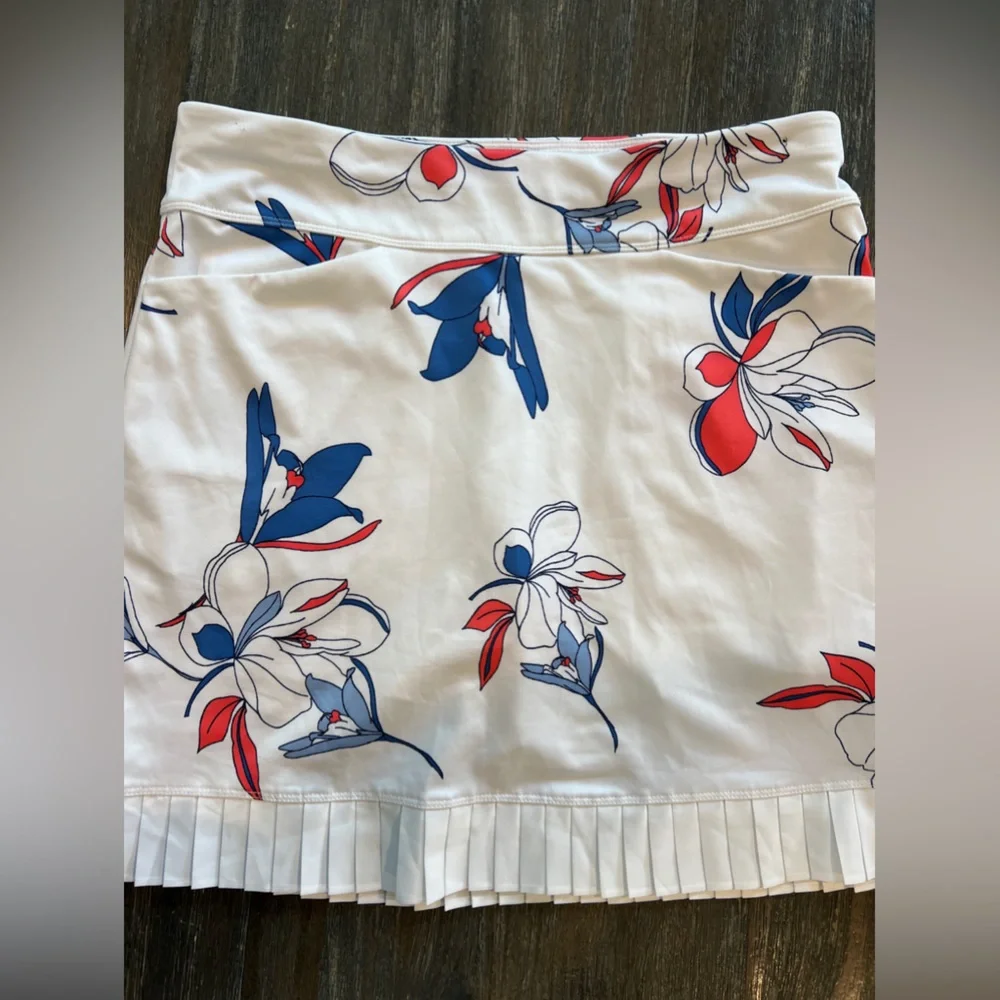 CALLAWAY 18” art nouveau floral printed skirt with micro pleat hem sz S